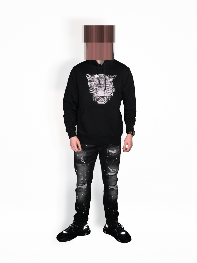 'SW' Cheetah Artwork Hooded Sweatshirt